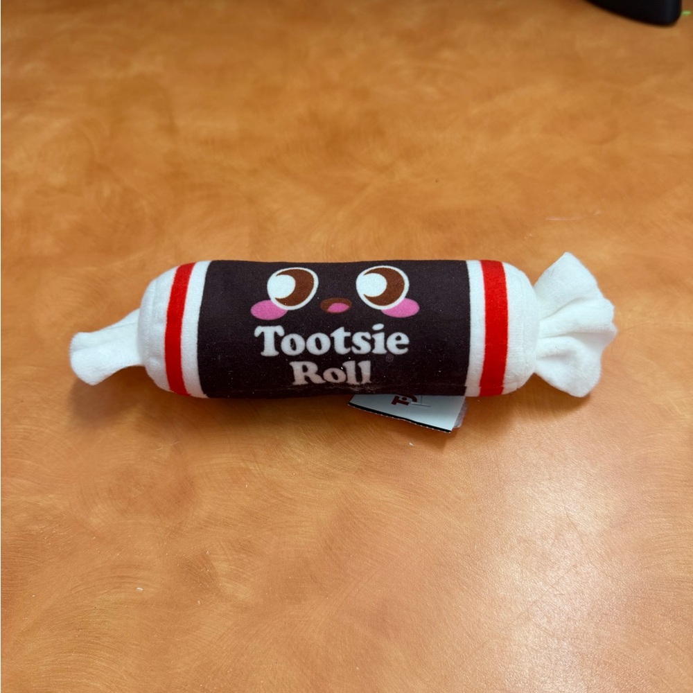 Tootsie Roll Dog Toy - Brown and White